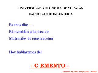 UNIVERSIDAD AUTONOMA DE YUCATAN FACULTAD DE INGENIERIA