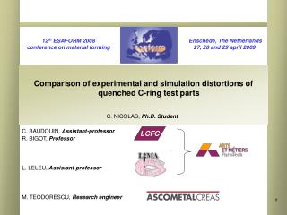 Comparison of experimental and simulation distortions of quenched C-ring test parts