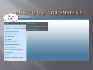 How to use CDR Analysis