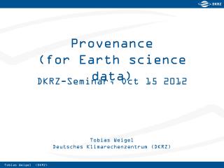 Provenance (for Earth science data)