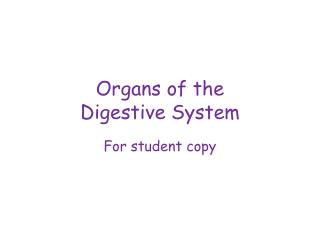 Organs of the Digestive System