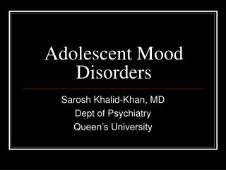Adolescent Mood Disorders