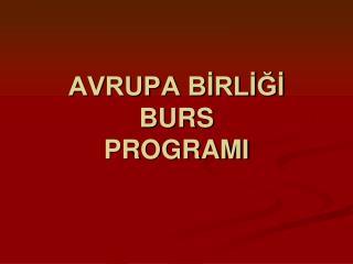 AVRUPA BİRLİĞİ BURS PROGRAMI