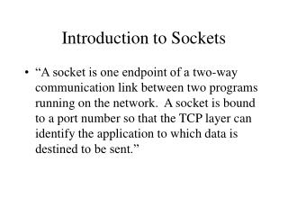 Introduction to Sockets