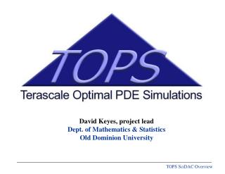 David Keyes, project lead Dept. of Mathematics &amp; Statistics Old Dominion University