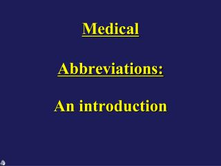 Medical Abbreviations: