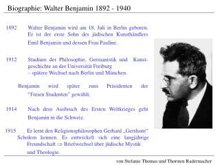 1914	Nach dem Ausbruch des Ersten Weltkrieges geht 	Benjamin in die Schweiz.