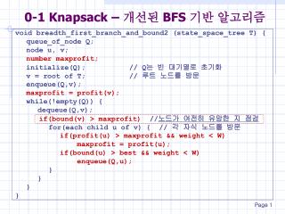 0-1 Knapsack – 개선된 BFS 기반 알고리즘