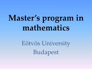 Master’s program in mathematics