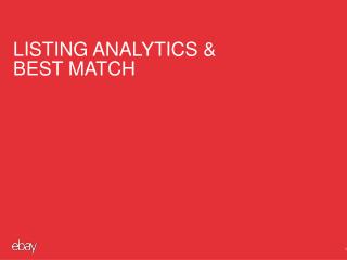 Listing Analytics &amp; BEST mATCH