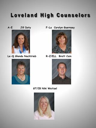 A-E	Jill Doty		F-La Carolyn Guernsey Le-Q Glenda Nachtrieb 	R-Z/ELL	Brett Cain