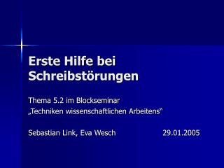 Erste Hilfe bei Schreibstörungen