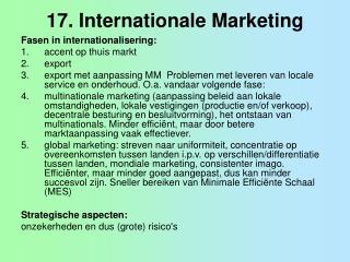 17. Internationale Marketing