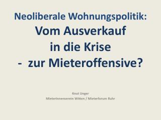 Knut Unger MieterInnenverein Witten / Mieterforum Ruhr