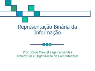 Representação Binária da Informação