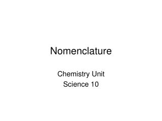 Nomenclature