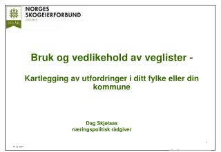 Bruk og vedlikehold av veglister - Kartlegging av utfordringer i ditt fylke eller din kommune