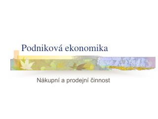 Podniková ekonomika