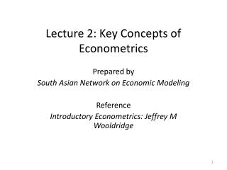 Lecture 2: Key Concepts of Econometrics
