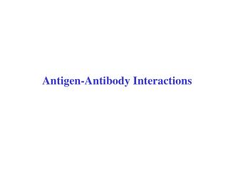 Antigen-Antibody Interactions