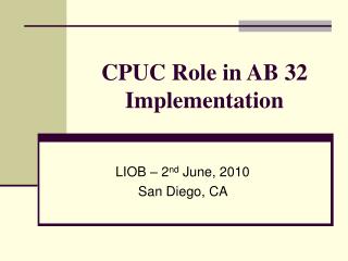 CPUC Role in AB 32 Implementation