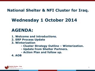 NATIONAL SHELTER/NFI CLUSTER: SRP – SUBMISSION: $ 888.69 Million