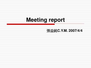 Meeting report