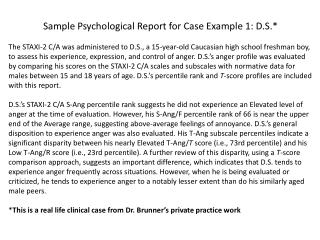 Sample Psychological Report for Case Example 1: D.S.*