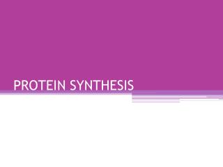 PROTEIN SYNTHESIS