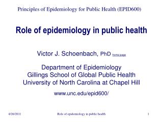 Role of epidemiology in public health