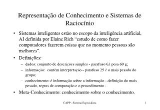 Representação de Conhecimento e Sistemas de Raciocínio