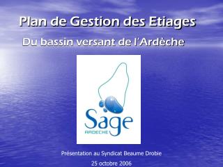 Plan de Gestion des Etiages