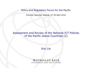 Assessment and Review of the National ICT Policies of the Pacific Island Countries (2)