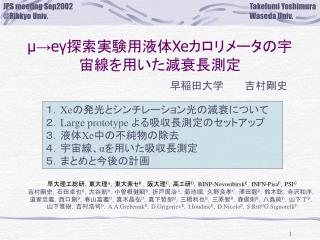 μ→eγ 探索実験用液体 Xe カロリメータの宇宙線を用いた減衰長測定