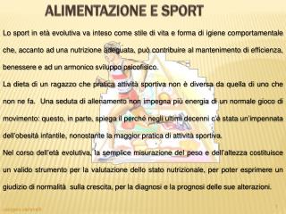 ALIMENTAZIONE E SPORT