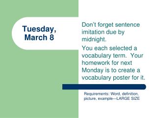 Tuesday, March 8