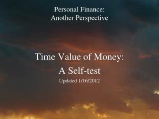 Personal Finance: Another Perspective