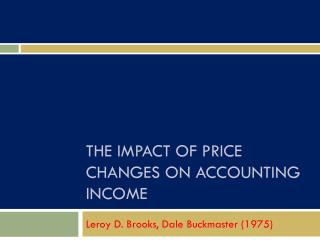 The Impact of price changes on accounting income