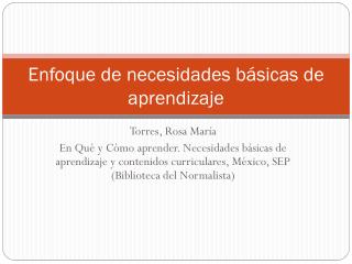 Enfoque de necesidades básicas de aprendizaje