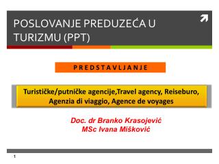 POSLOVANJE PREDUZEĆA U TURIZMU (PPT)