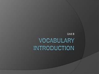 Vocabulary Introduction