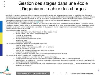 Gestion des stages dans une école d’ingénieurs : cahier des charges