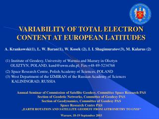 VARIABILITY OF TOTAL ELECTRON CONTENT AT EUROPEAN LATITUDES