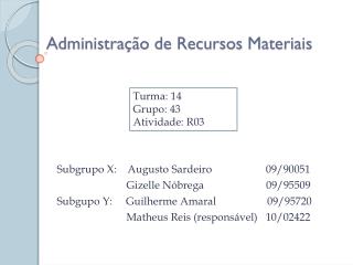 Administração de Recursos Materiais