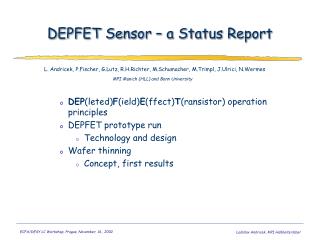 DEPFET Sensor – a Status Report