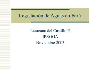 Legislación de Aguas en Perú