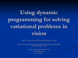Using dynamic programming for solving variational problems in vision