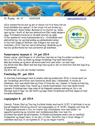 10. Årgang	Nr. 37 18.09.2014			 solsikken13.dk