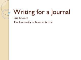 Writing for a Journal