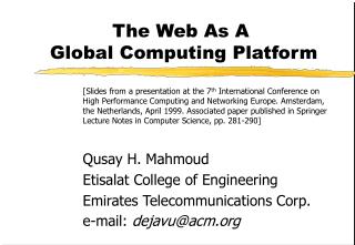 The Web As A Global Computing Platform